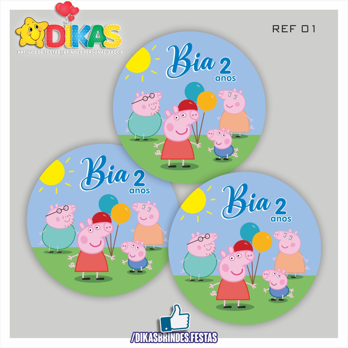 AUTOCOLANTE PERSONALIZADO (40 UNID) - PORQUINHA PEPPA