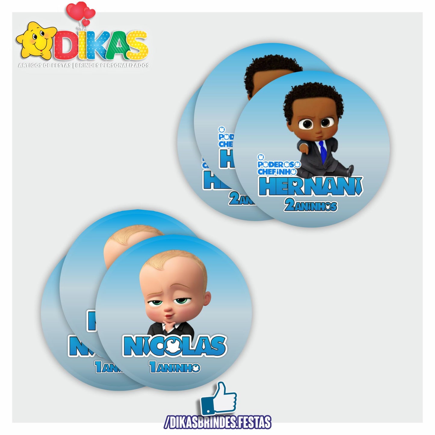 AUTOCOLANTE PERSONALIZADO (40 UNID) - BOSS BABY