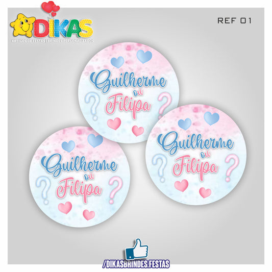 AUTOCOLANTE PERSONALIZADO (40 UNID) - CHÁ REVELAÇÃO