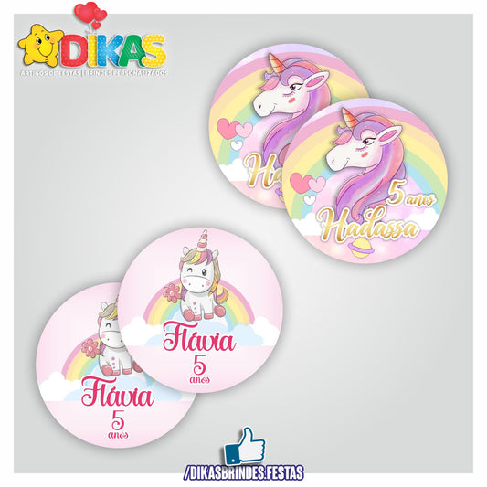 AUTOCOLANTE PERSONALIZADO (40 UNID) - UNICÓRNIO