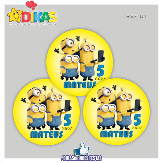 AUTOCOLANTE PERSONALIZADO (40 UNID) - MINIONS