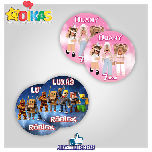 AUTOCOLANTE PERSONALIZADO (40 UNID) - ROBLOX