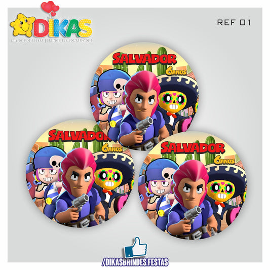 AUTOCOLANTE PERSONALIZADO (40 UNID) - BRAWL STARS