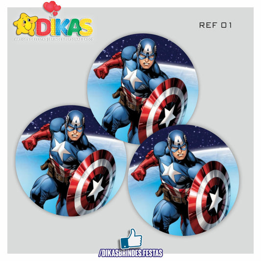 AUTOCOLANTE 5cm - CAPITÃO AMÉRICA
