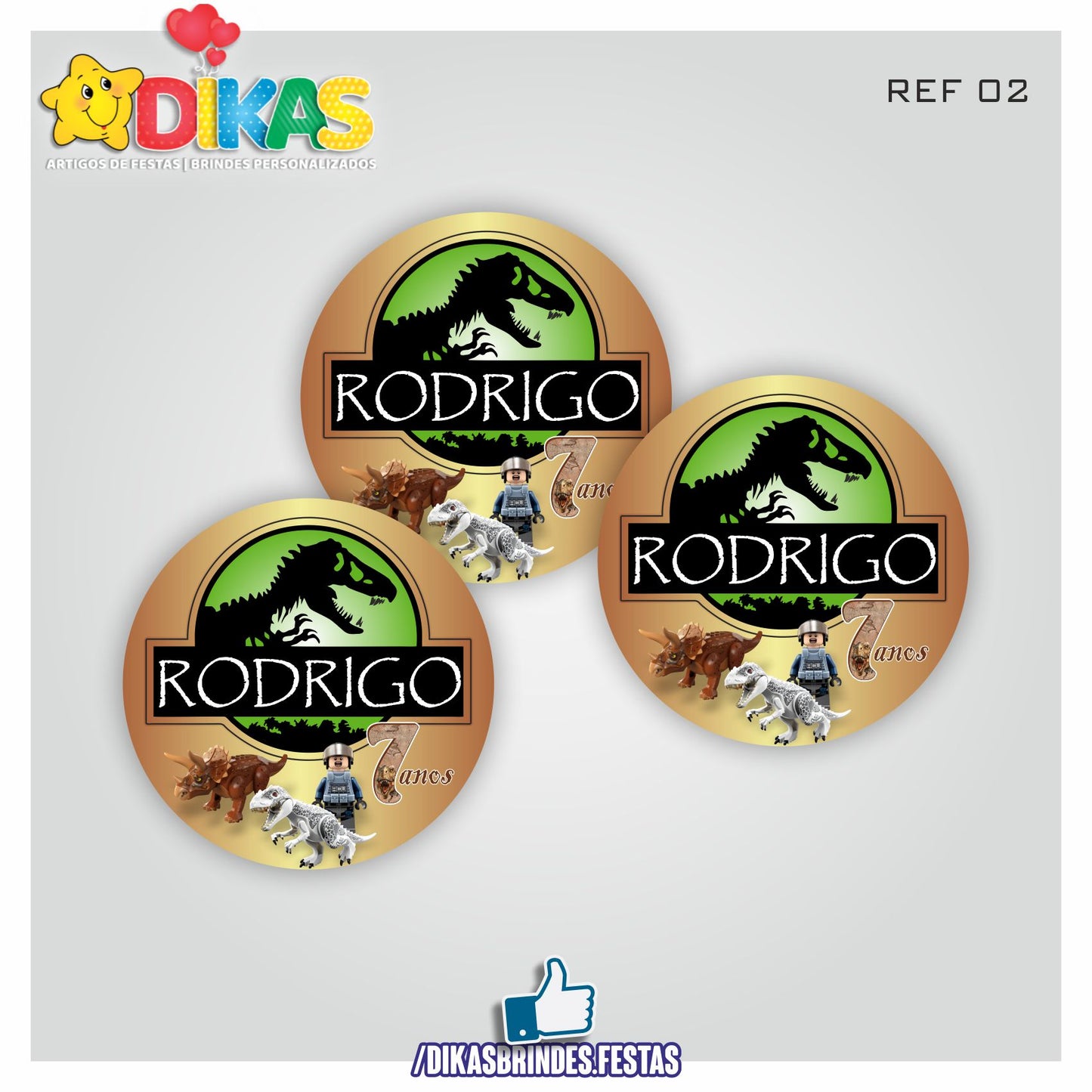AUTOCOLANTE PERSONALIZADO (40 UNID) - DINOSSAUROS