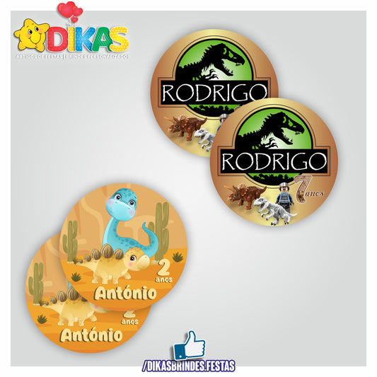 AUTOCOLANTE PERSONALIZADO (40 UNID) - DINOSSAUROS