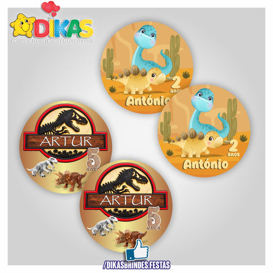 AUTOCOLANTE PERSONALIZADO (40 UNID) - DINOSSAUROS