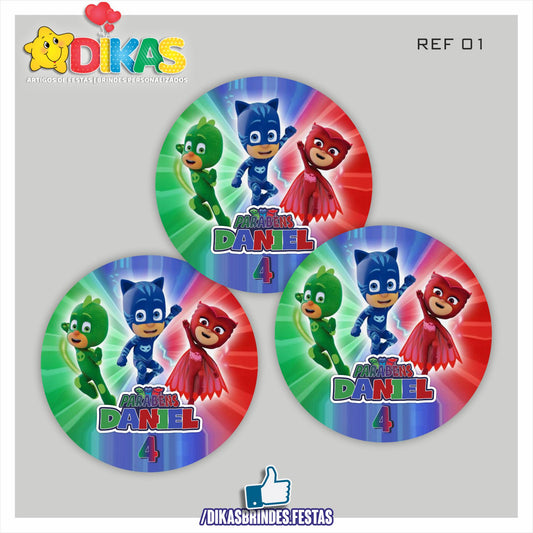 AUTOCOLANTE PERSONALIZADO (40 UNID) - PJMASKS