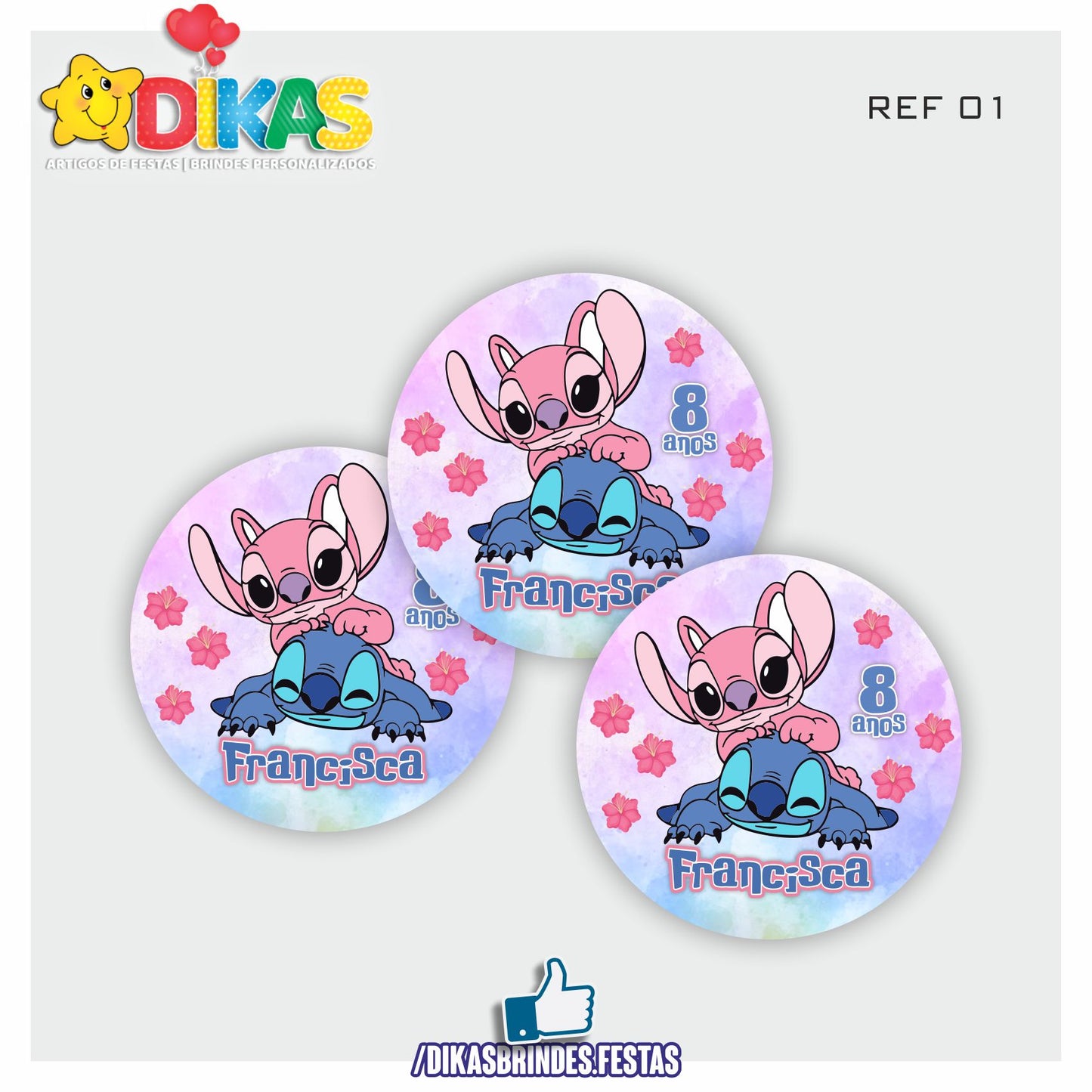 AUTOCOLANTE PERSONALIZADO (40 UNID) - STITCH