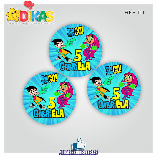 AUTOCOLANTE PERSONALIZADO (40 UNID) - TEEN TITANS GO