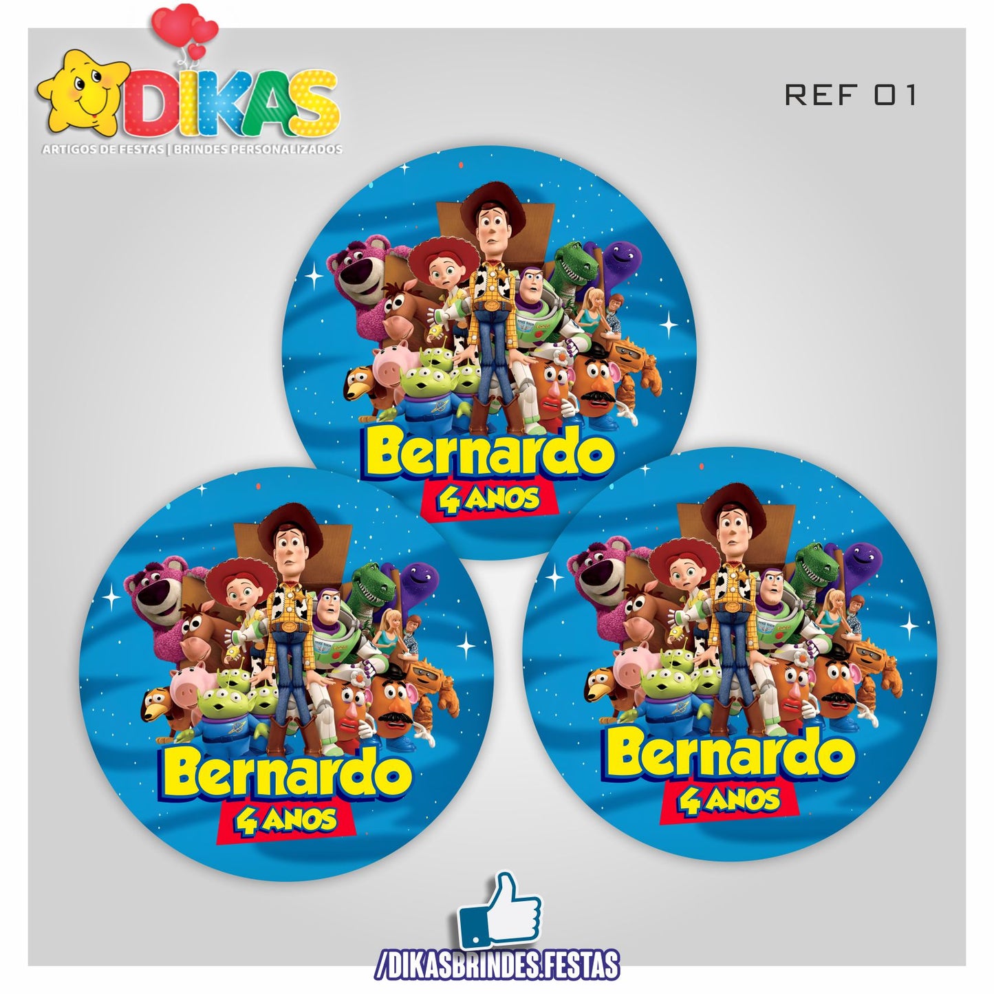 AUTOCOLANTE PERSONALIZADO (40 UNID) - TOY STORY