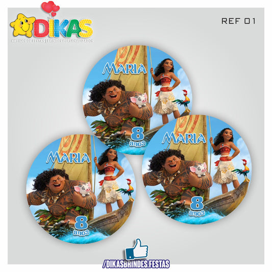 AUTOCOLANTE PERSONALIZADO (40 UNID) - VAIANA