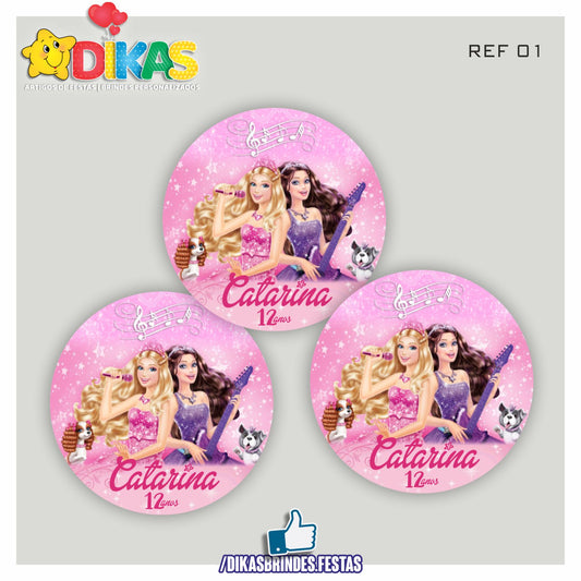 AUTOCOLANTE PERSONALIZADO (40 UNID) - BARBIE