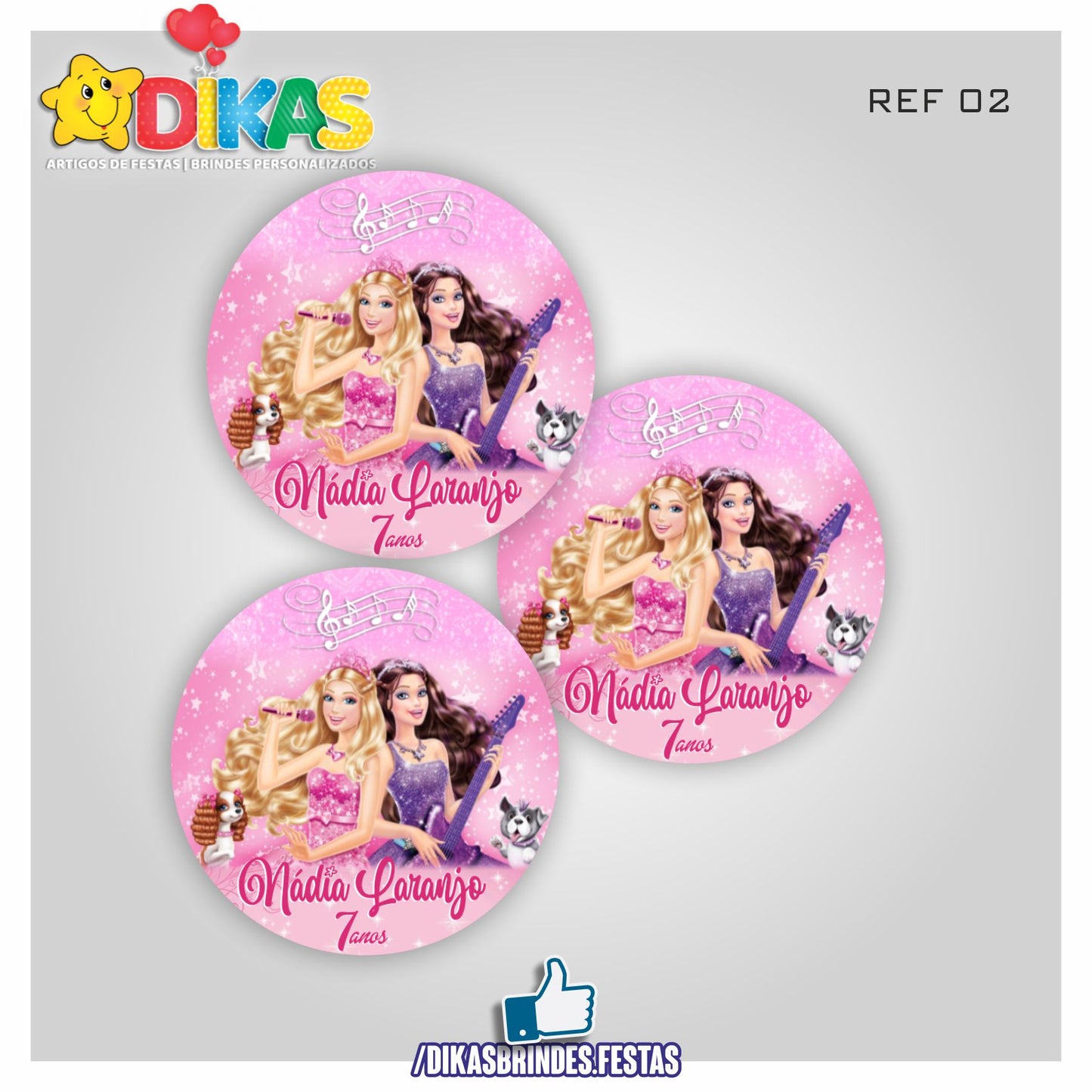 AUTOCOLANTE PERSONALIZADO (40 UNID) - BARBIE