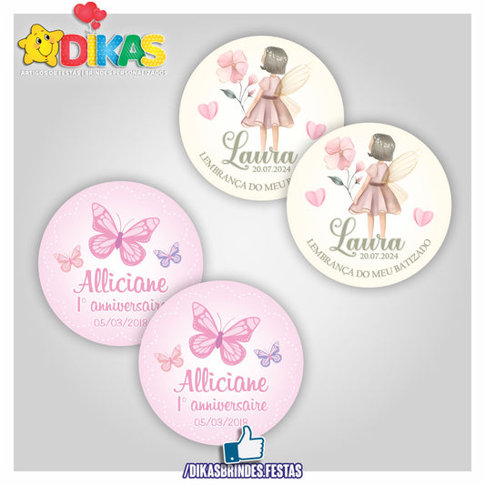 AUTOCOLANTE PERSONALIZADO (40 UNID) - BORBOLETA / JARDIM ENCANTADO