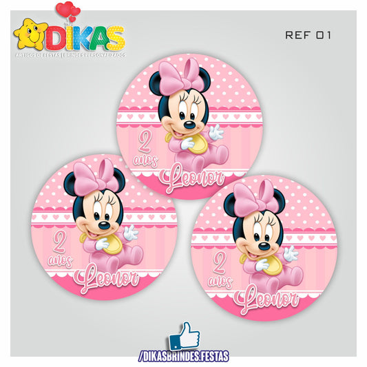 AUTOCOLANTE PERSONALIZADO (40 UNID) - MINNIE BABY
