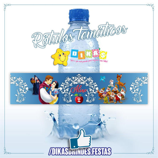 RÓTULO PERSONALIZADO P/ GARRAFA DE ÁGUA - BRANCA DE NEVE