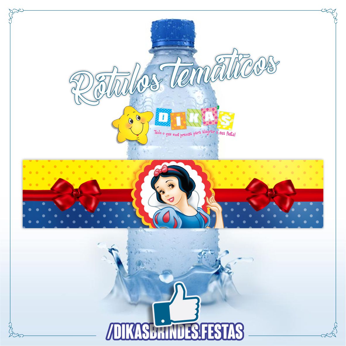 RÓTULO P/ GARRAFA DE ÁGUA - BRANCA DE NEVE