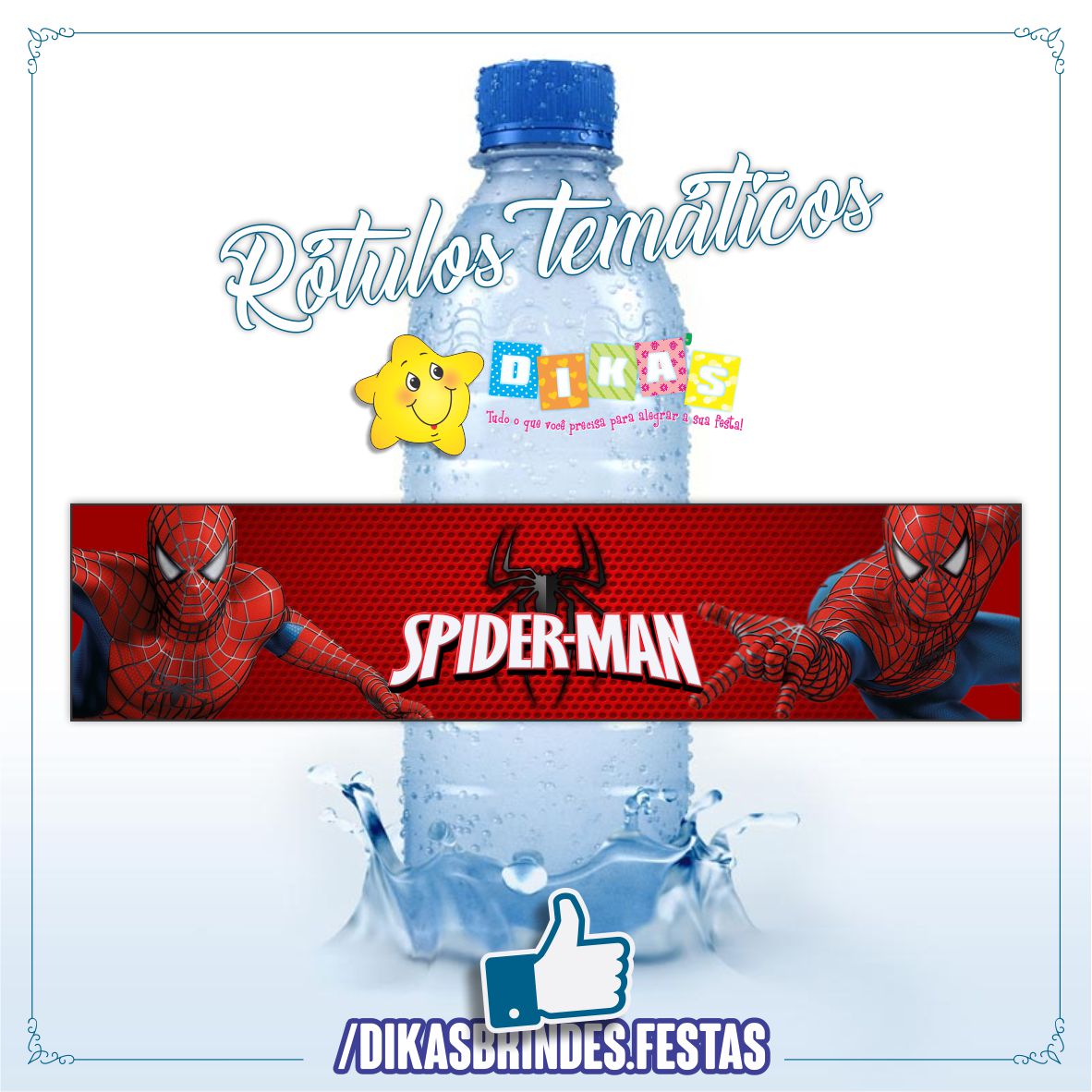 RÓTULO P/ GARRAFA DE ÁGUA - HOMEM ARANHA