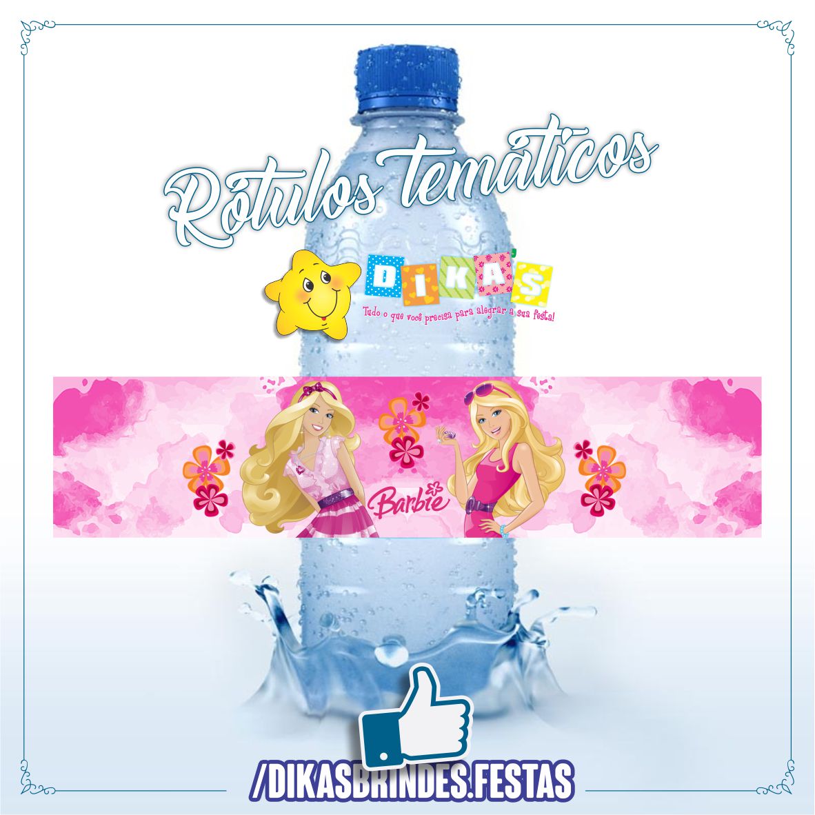 RÓTULO P/ GARRAFA DE ÁGUA - BARBIE