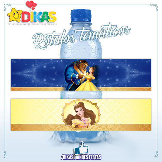 RÓTULO P/ GARRAFA DE ÁGUA - A BELA E A FERA