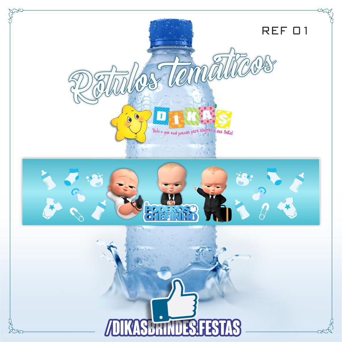 RÓTULO P/ GARRAFA DE ÁGUA - BOSS BABY
