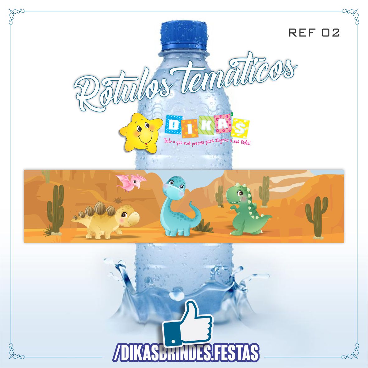 RÓTULO P/ GARRAFA DE ÁGUA - DINOSSAUROS