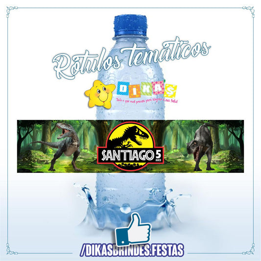 RÓTULO PERSONALIZADO P/ GARRAFA DE ÁGUA - DINOSSAUROS