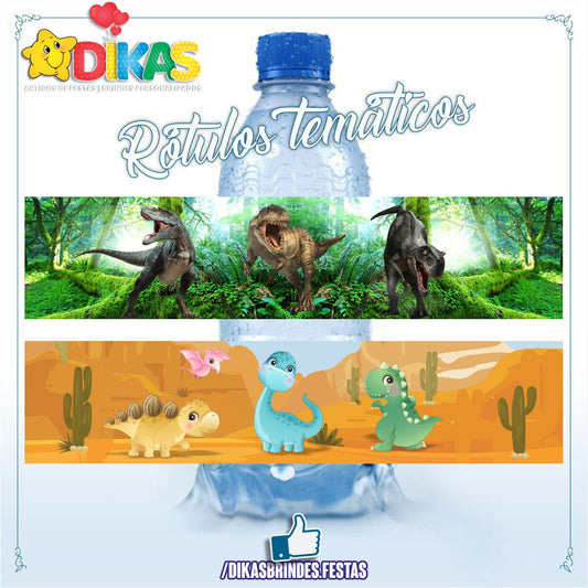 RÓTULO P/ GARRAFA DE ÁGUA - DINOSSAUROS