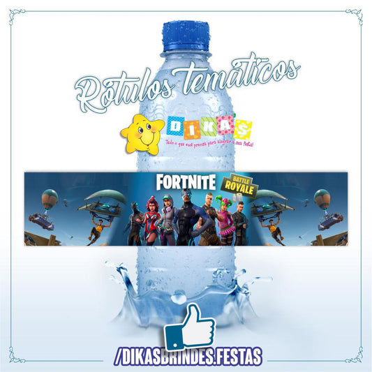 RÓTULO P/ GARRAFA DE ÁGUA - FORTNITE