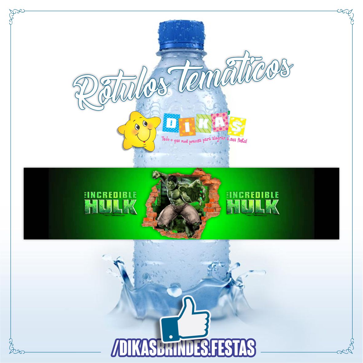 RÓTULO P/ GARRAFA DE ÁGUA - HULK