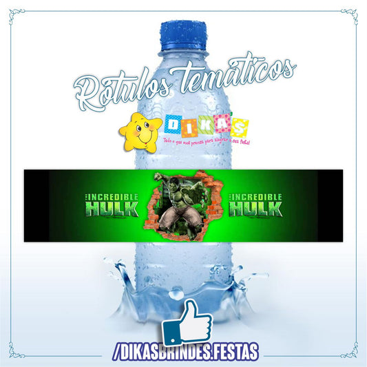 RÓTULO P/ GARRAFA DE ÁGUA - HULK
