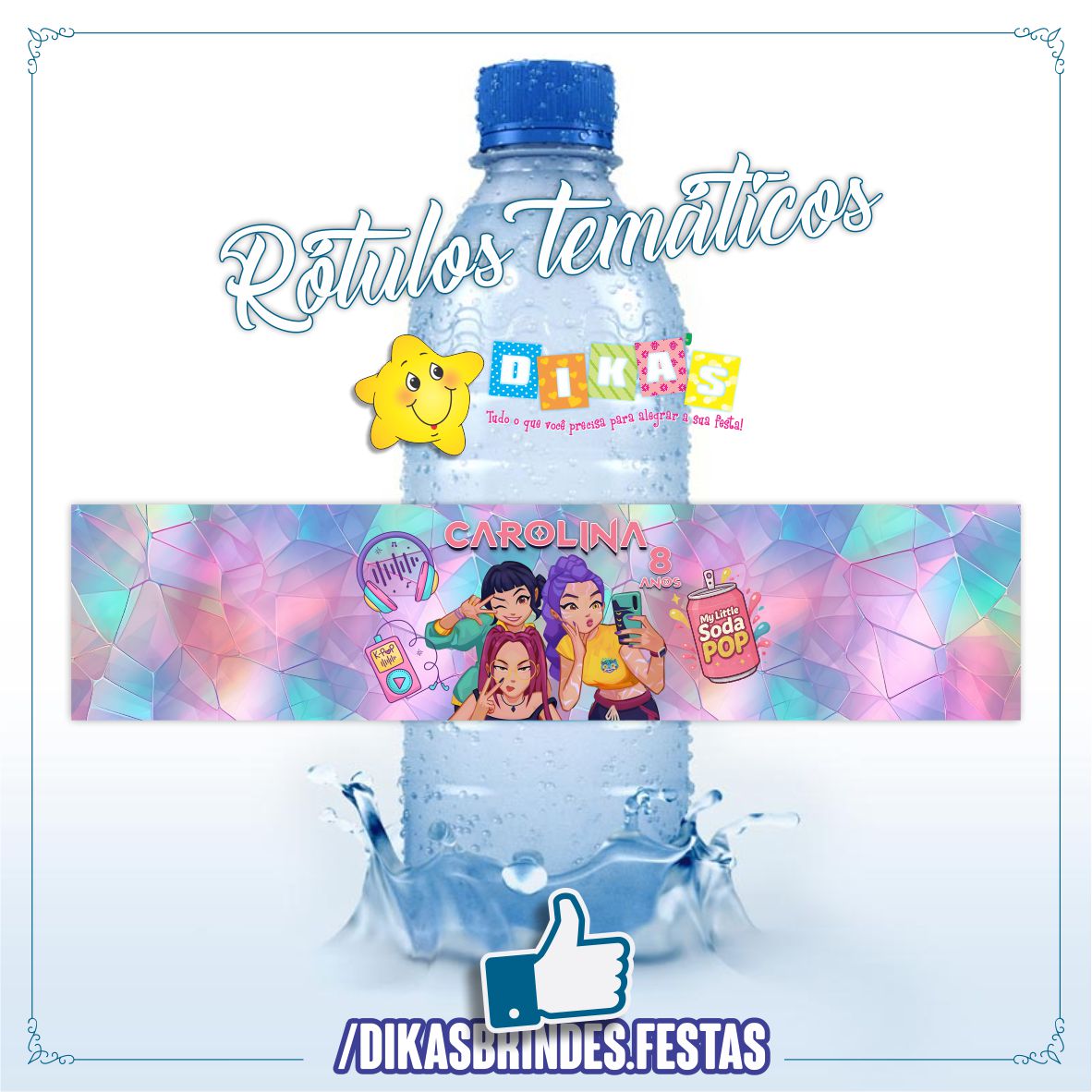 RÓTULO PERSONALIZADO P/ GARRAFA DE ÁGUA - GUERREIRAS DO K-POP