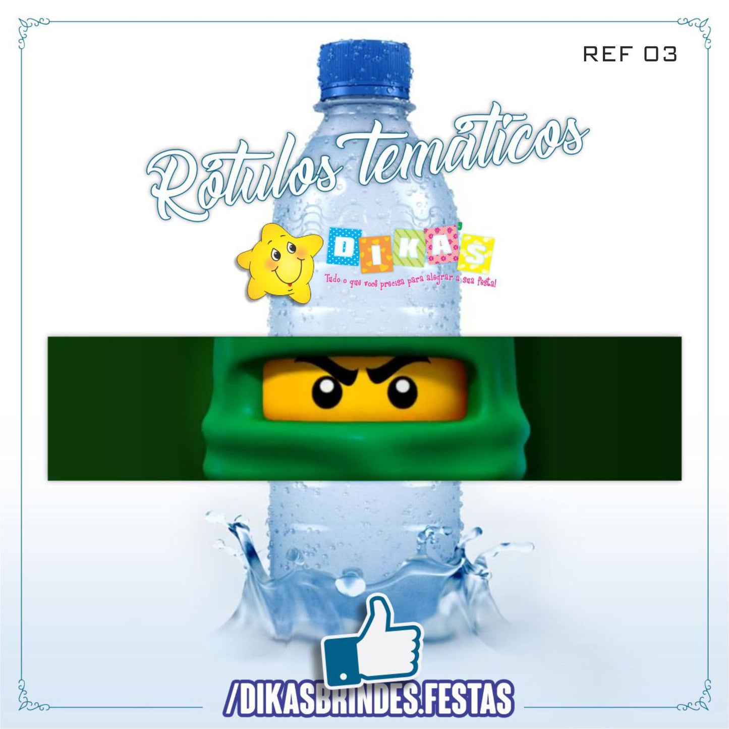 RÓTULO P/ GARRAFA DE ÁGUA - NINJAGO