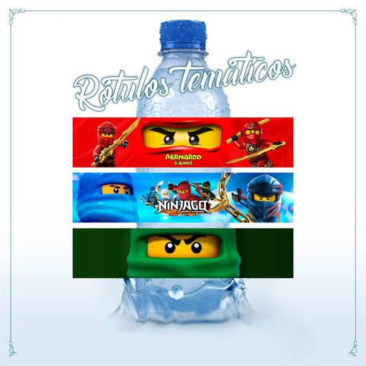 RÓTULO P/ GARRAFA DE ÁGUA - NINJAGO