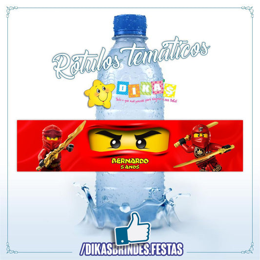 RÓTULO PERSONALIZADO P/ GARRAFA DE ÁGUA - NINJAGO