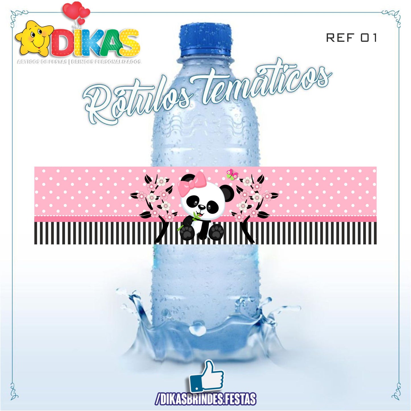 RÓTULO P/ GARRAFA DE ÁGUA - PANDA BEBÉ