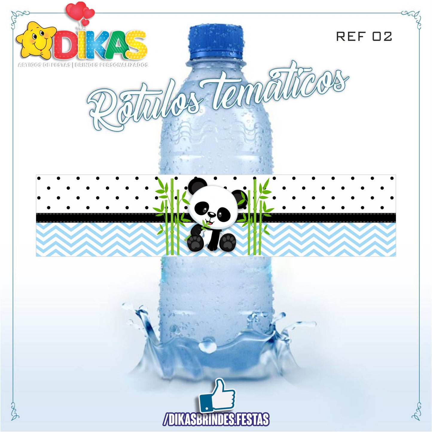 RÓTULO P/ GARRAFA DE ÁGUA - PANDA BEBÉ