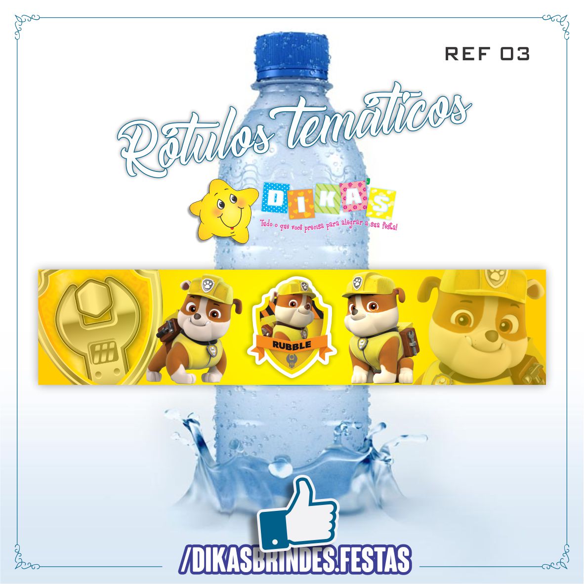 RÓTULO P/ GARRAFA DE ÁGUA - PATRULHA PATA