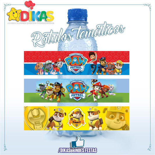 RÓTULO P/ GARRAFA DE ÁGUA - PATRULHA PATA
