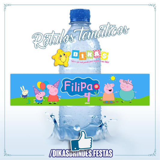 RÓTULO PERSONALIZADO P/ GARRAFA DE ÁGUA - PORQUINHA PEPPA