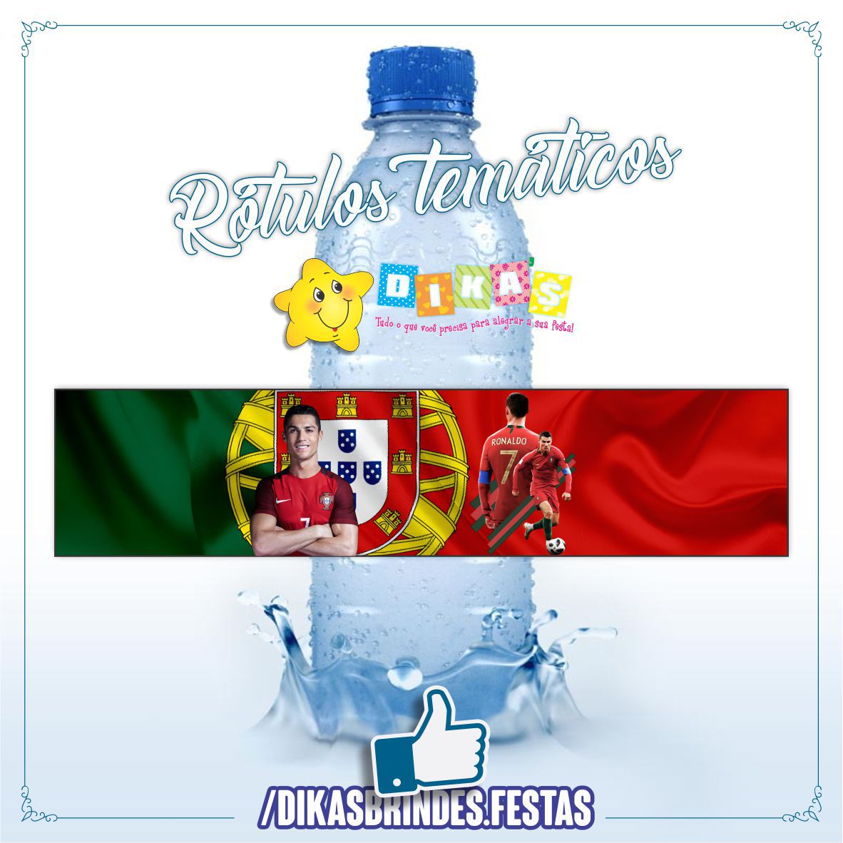 RÓTULO P/ GARRAFA DE ÁGUA - FUTEBOL PORTUGAL