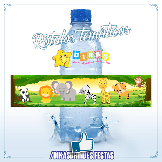 RÓTULO P/ GARRAFA DE ÁGUA - ANIMAIS DA SELVA