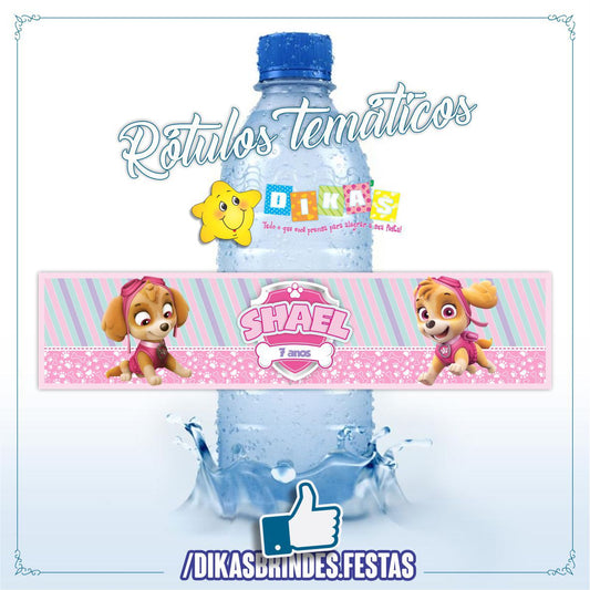 RÓTULO PERSONALIZADO P/ GARRAFA DE ÁGUA - PATRULHA PATA SKYE