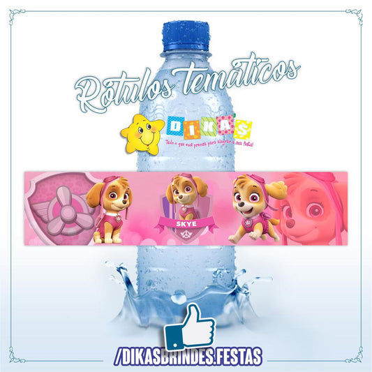 RÓTULO P/ GARRAFA DE ÁGUA - PATRULHA PATA SKYE
