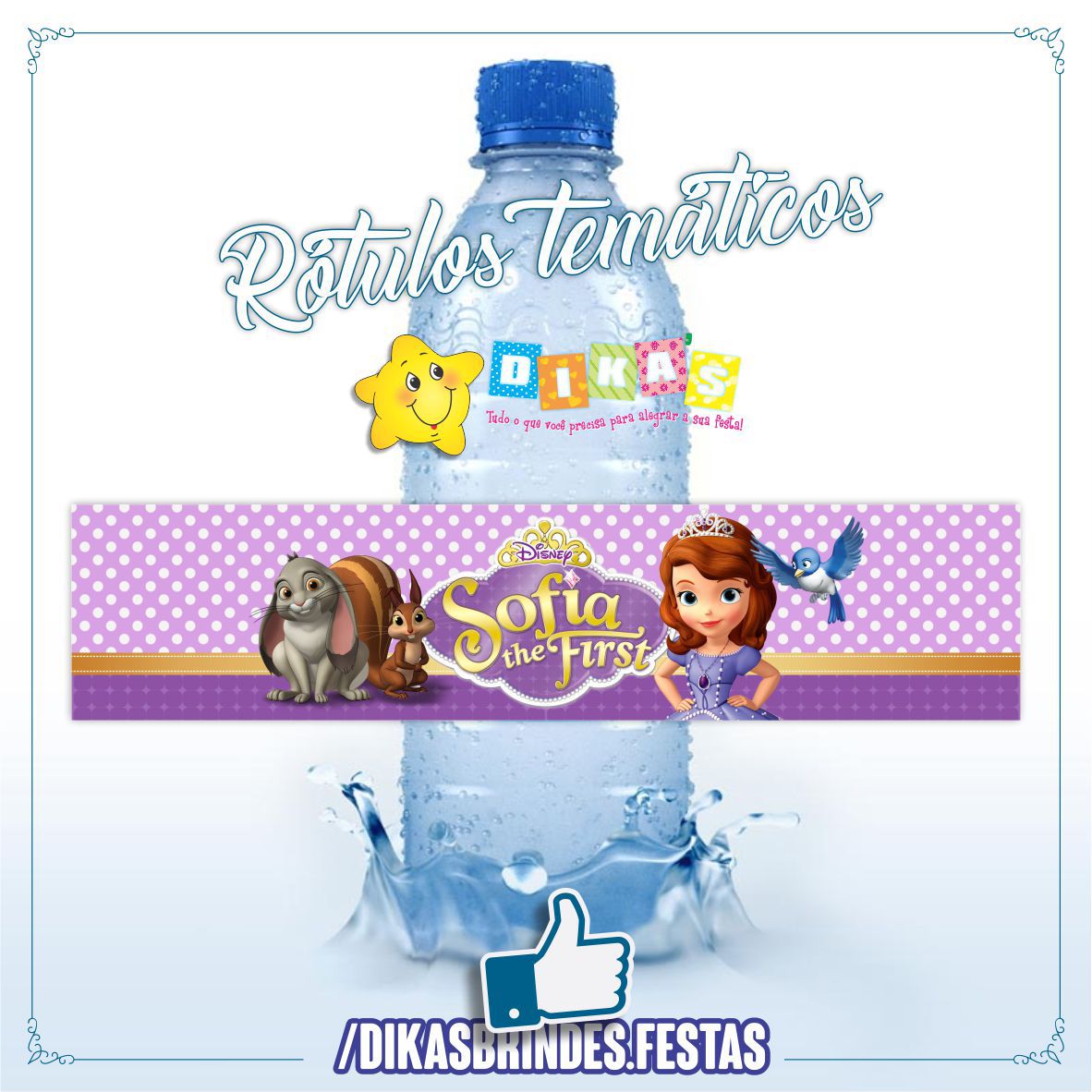 RÓTULO P/ GARRAFA DE ÁGUA - PRINCESA SOFIA
