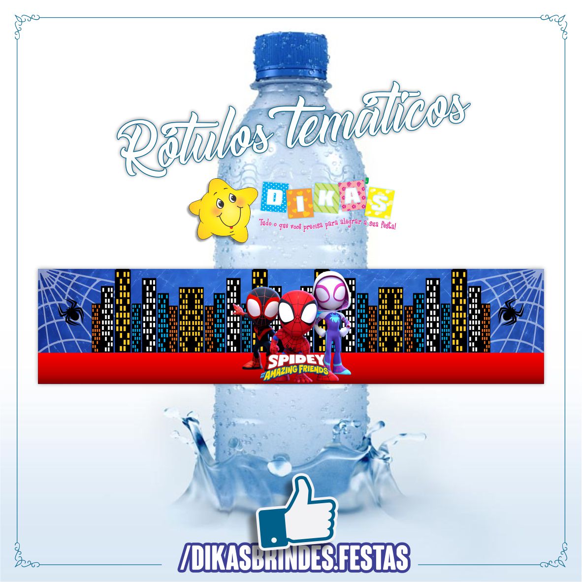 RÓTULO P/ GARRAFA DE ÁGUA - SPIDEY