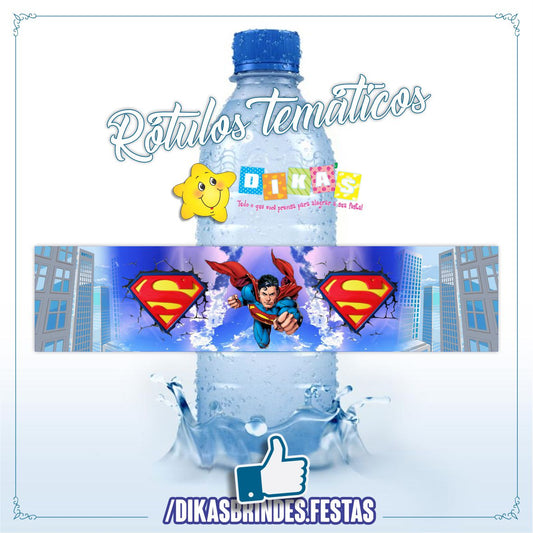 RÓTULO P/ GARRAFA DE ÁGUA - SUPER HOMEM