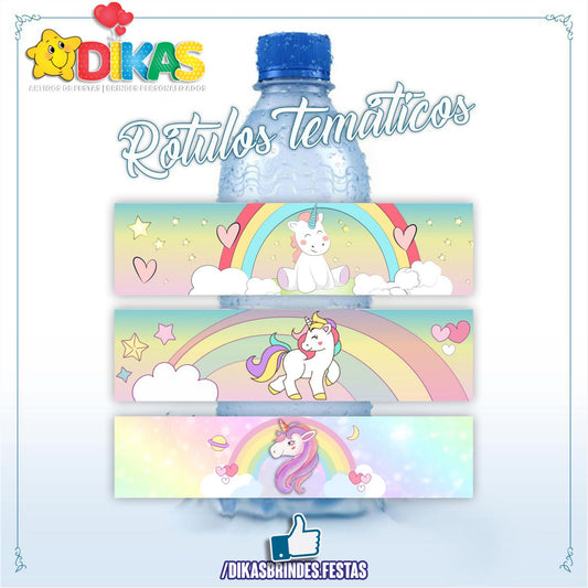 RÓTULO P/ GARRAFA DE ÁGUA - UNICÓRNIO