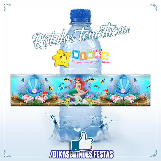 RÓTULO PERSONALIZADO P/ GARRAFA DE ÁGUA - PEQUENA SEREIA